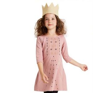 Tea Collection Pink Play Dress with Gold Designs